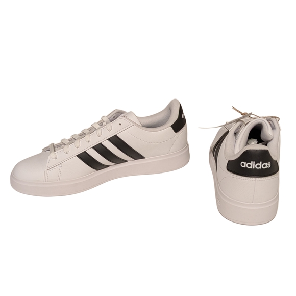 Adidas Grand Court 2.0 White Black Sneakers Mens 10.5 Tennis Casual Shoes GW9195 - Picture 8 of 9